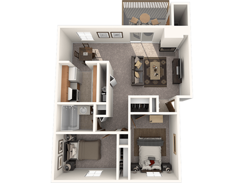 Floor plan for 2 beds, 1 bath, 925 sqft